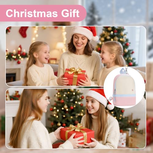 Babysun Mini Backpack Keychain Wristlet Pouch Small Change Coin Purse Cute Zipper Wallet With 3 RFID Card Slots For Women/Men Airpods Cosmetics - color: Pink Blue-L
