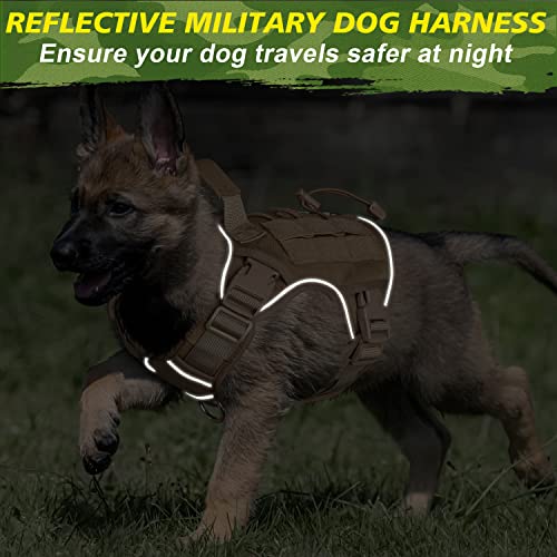 WINGOIN Tactical Dog Harness for Small Dogs,Heavy Duty No Pull Dog Harness - color: Khaqi, size: Small: 15-30 lbs (Chest:20-26",Neck:15-18")
