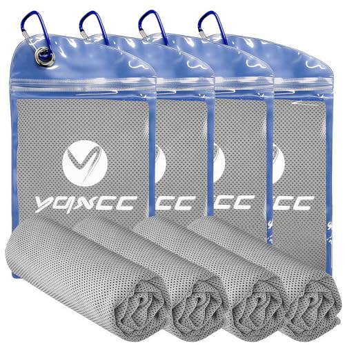 YQXCC 4 Pack Cooling Towels, 40"x12", Ice Cool Towels for Neck & Face - color: 4 Light Gray