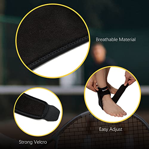 BraceUP Ankle Brace for Women and Men - Compression Ankle Support for Foot Pain, Sprained Ankle, Achilles Tendonitis, Injured Foot, One Size Adjustable Ankle Wrap
