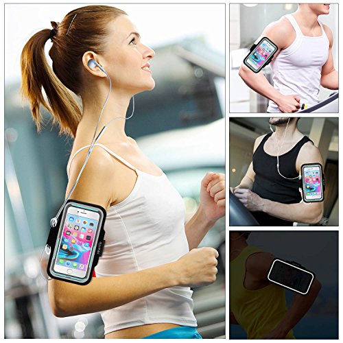 Arm Phone Holder for Running, Universal Cellphone Armband for iPhone 15 14 13 12 11 Pro/XR/XS/X/SE/8/7/6s/6, A/S/J, Up to 6.1’’, Sport Armband for Gym, Sports, Workout-Black