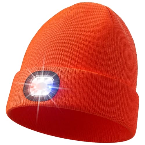 Unisex Beanie with The Light, Gifts for Men Women Husband Him - color: Orange