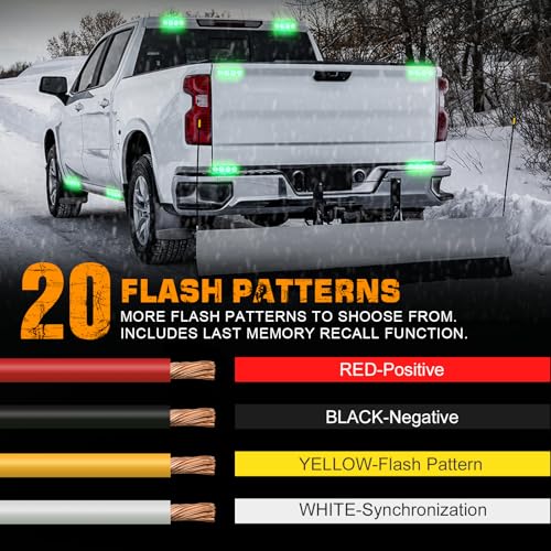 XRIDONSEN 8PCS Sync Truck Grill Lights 32 LED Green Strobe Lights - color: Green