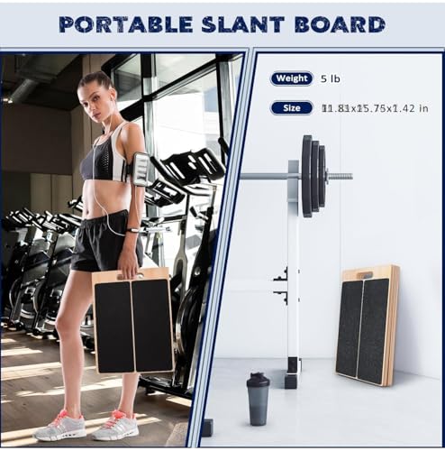 Professional Wooden Slant Board for Calf Stretching, Portable & 360° Balance Board, Adjustable 5–6 Angle Calf Stretcher with Carry Handle, Non-Slip 300LBS Physical Therapy Board for Knees