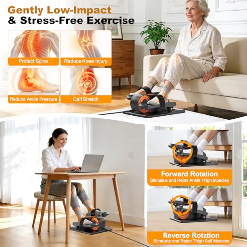 TDH Under Desk Elliptical Machine Leg Exerciser Electric - color: Orange-Black