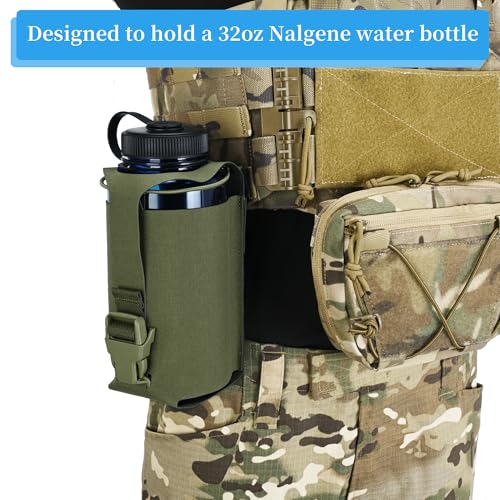 Water Bottle Pouch Molle,Water Bottle Holder with Quick Release Buckle for 32oz Water Bottle,Water Bottle Carrier for Backpack Belt Vest - color: RG