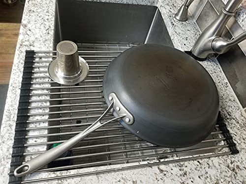 Ahyuan Roll up Dish Drying Rack Over The Sink Kitchen Roll up Sink Drying Rack Portable Dish Drainer Foldable Dish Drying Rack (Black, 20.5''X14'') - color: Black, size: Rectangle 20.5 inches x 14 inches