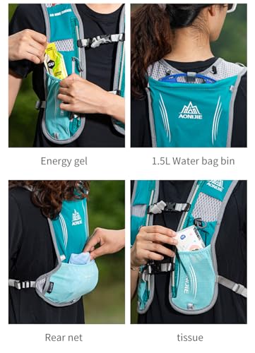 AONIJIE 5L Outdoor Sport Multifunctional Camping Backpack Cycling Running Climbing Hiking Hydration Vest Pack - color: Light Blue-only Vest