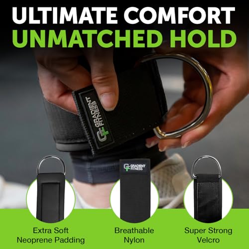 Ankle Straps for Cable Machines, Adjustable, 2 Pack - style: Black 1 D-Ring