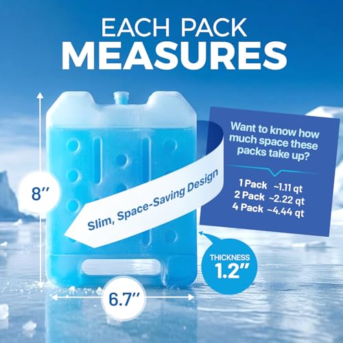 4 Pack Reusable Extra Large Ice Packs for Cooler, Long Lasting Freezer Packs for Camping, Beach, and Road Trips, Cooler Ice Packs BPA-Free Non-Toxic, 10.28"x 7.80" - size: Large 4-pack