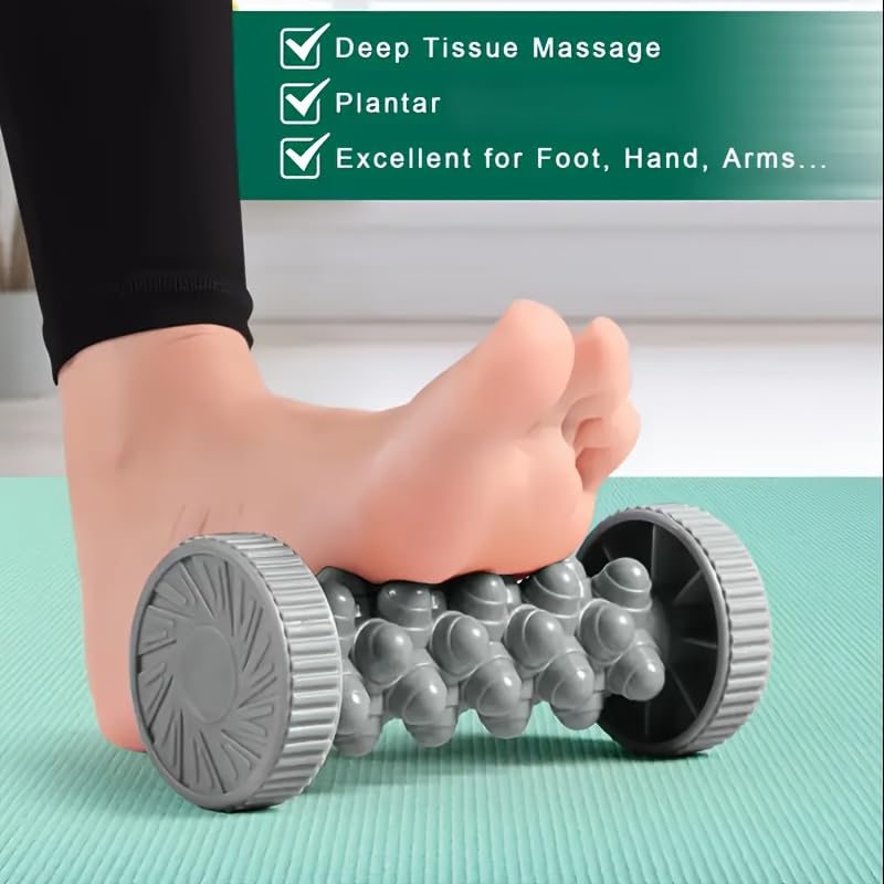 Portable Foot Massager Roller - Deep Tissue Muscle Massage for Plantar Fasciitis Relief, Heel & Arch Pain - Reflexology Therapy Tool for Men & Women (Dark Gray) - color: Dark Gray