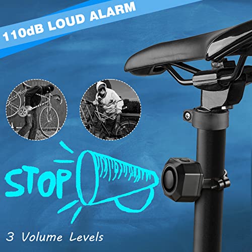 WSDCAM USB Rechargeable Bike Alarm with Remote, 110dB Loud Wireless Anti Theft Vibration Motion Sensor Vehicle Security Alarm System Waterproof Bicycle Trailer Motorcycle Alarm