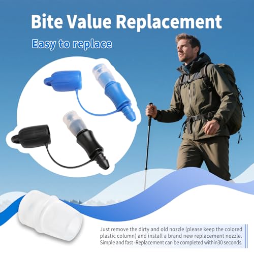 Bite Valve Replacement Mouthpiece Fit for Hydration Pack Bladder Water Backpack and Most Brands(4-Pack), with Shutoff Valve and Tube O-Ring - color: 5 Clear