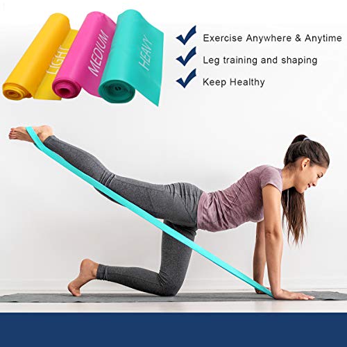 Coolrunner 7FT Long Latex Free Elastic Flat Exercise Band Set of 3