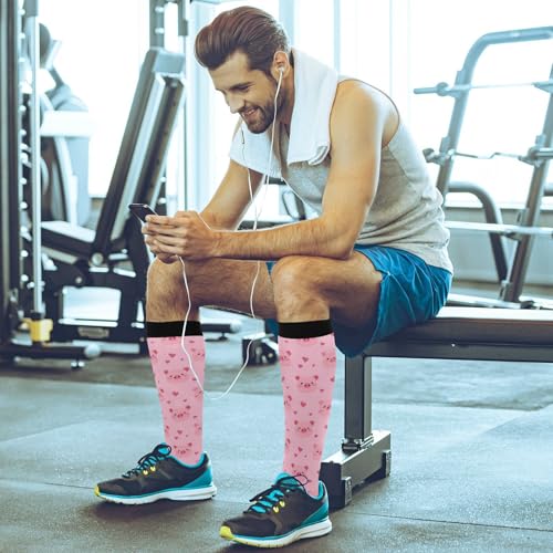 Wusikd Milk Cow Compression Socks for Women and Men Circulation Flowers Long Socks for Athletic Running 2 - color: Pig