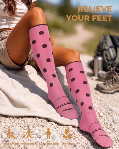 LYCRA® Compression Socks for Women,20-30 mmHg - color: Polka Dot, size: Small-Medium