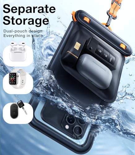 TORRAS IP68 Waterproof Phone Pouch Floating with Double Space 7.0", Black - color: Black