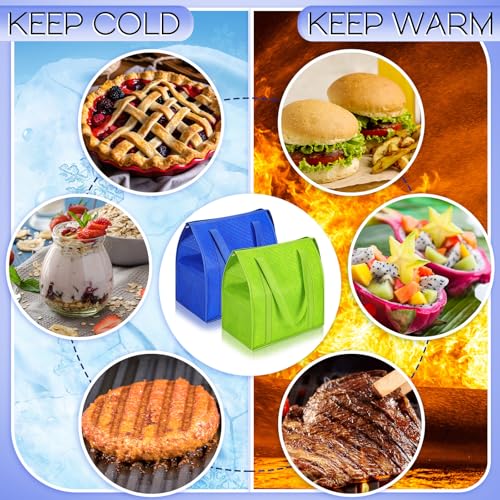 10 Pack Large 18L Insulated Grocery Bag Bulk Zippered, Green, Blue - color: Green, Blue