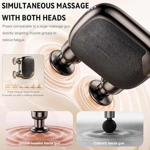 Double Head Mini Massage Gun,Portable Percussion Deep Tissues Muscle Massager,Rechargeable, Compact Handheld Massager for Muscle Fatigue Relief, Home/Office/Travel,Gifts for Men Women,Black - color: Black
