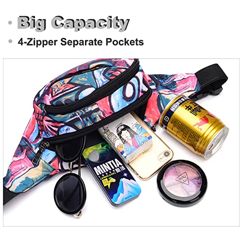 Fanny Pack Fashion Waist Chest Bag Bum Bags Hip Pouch for Women Men Running Hiking Fitness Cycling Beach Travel Concert Festival - color: Multicolor