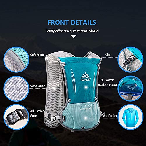 AONIJIE Running Vest Hydration Backpack 5L Unisex Trail Water Lightweight - color: Black and No Water Bladder