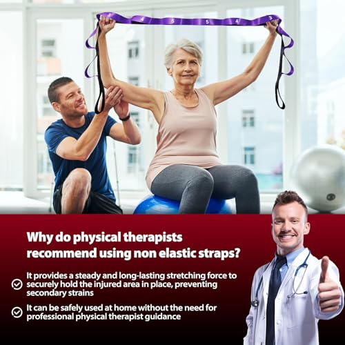 Acozycoo Stretching Strap with Loops for Physical Therapy,Knee,Leg Lifter - color: Purple, size: Length: 86 Inch, Width: 1.5 Inch