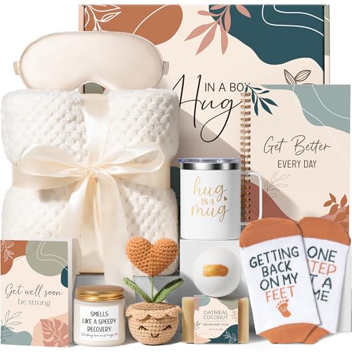 Get Well Gifts Basket for Women After Surgery Recovery Cancer Care Package - color: Ivory White