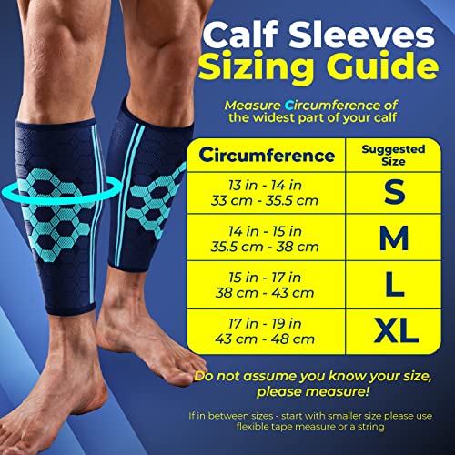 Sparthos Calf Compression Sleeves, Shin Splint Relief Men, Women - Blue-M - color: Cobalt Blue