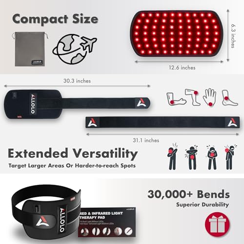 ALLOLO Red Light for Body, 3 in 1 LEDs Red Light Belt - size: 12.6"*6.3"