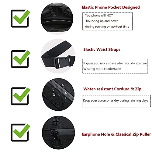 Muserise Running Chest Bag, Phone Holder, Lightweight Water Resistant - color: NRP Black