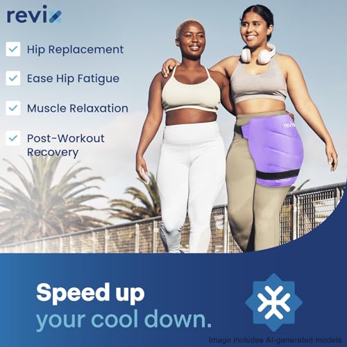 REVIX Extra Large Hip Ice Pack Wrap with Straps, Reusable Gel Pack Flexible - color: Purple