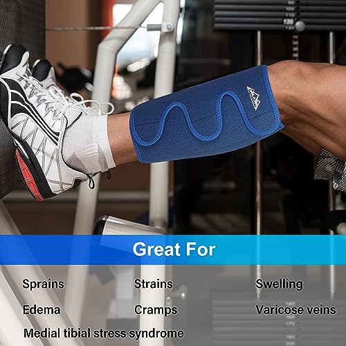 supregear Calf Support Brace, Adjustable Comfortable Compression Calf Wrap Sleeve for Muscle Swelling Hiking Training - color: Blue