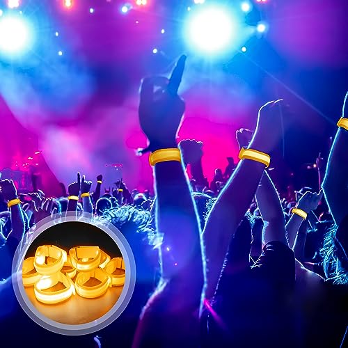 M.best 8pcs LED Light Up Bracelets Glow Flashing Wristbands Glow in The Dark Party Supplies for Wedding, Raves, Concert, Camping,Sporting Events, Party Yellow - color: 8pcs Yellow