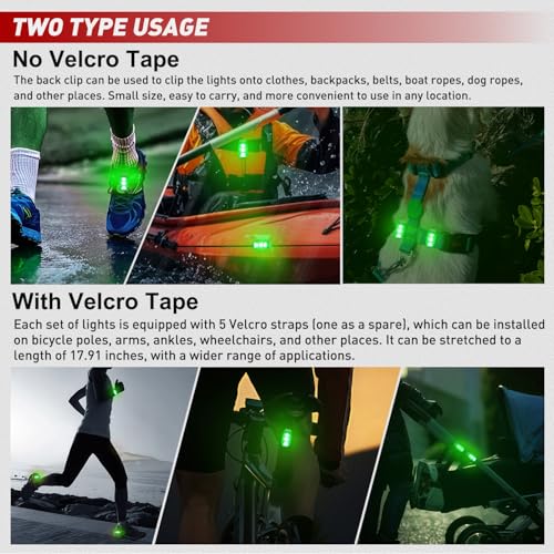 Nilight LED Safety Light 4PCS Green Marine Navigation Bike Tail Lights - color: 3LED Safety Light-Green