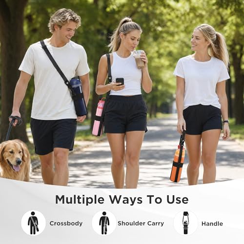 Water Bottle Holder Strap Sling, for Owala FreeSip 16 24 32oz, Hydroflask, Iron °Flask, Universal Water Bottles, with Carabiner, Hand Free Water Bottle Sling for Hiking Walking Travel - color: Very, Very Dark
