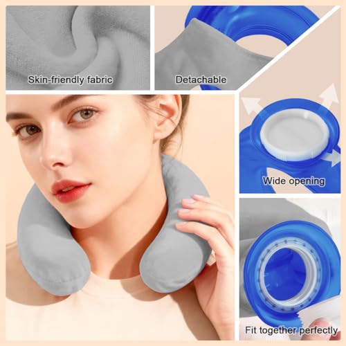 U-Shaped Hot Water Bottle with Fleece Cover 850ML Hot & Cold Water Bag Therapy Heating Pad for Pain Relief Neck Shoulder Hand Warmer Relaxing Protection Blue - color: Blue