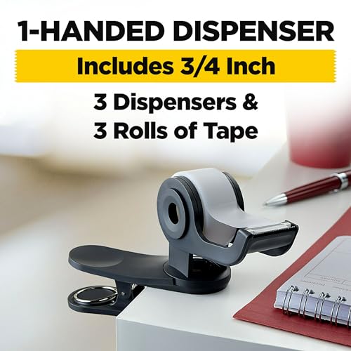 Scotch Brand Clip & Twist Tape Dispenser, Great for Gift Wrapping, Clips to Desks, Tables, Easy Charcoal Gray, 3-Pack (C19-3PK-SIOC) - size: 3-Pack