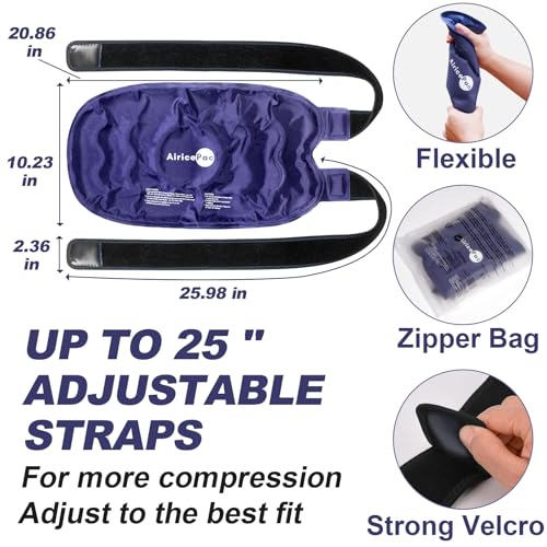 AiricePac XXL Ice Pack Wrap Around Knee After Surgery, Reusable Gel Large Ice Pack for Injuries, Pain Relief, Swelling, Sports Injuries, 1 Pack Blue - style: XXL 1 PACK