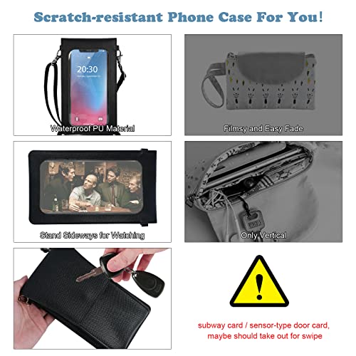 PU Leather Small Phone Bag with Transparent Window for Touchable Screen, 6.7" Without Phone case Compatibility, Magnetic Closure & Waterproof - Crossbody Wallet Case with Shoulder Strap