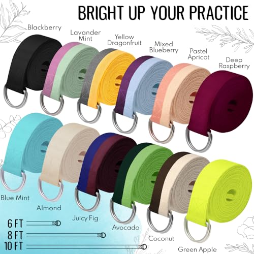 TECEUM 2 IN 1 Yoga & Mat Strap for Stretching – Cotton – 6/8/10 ft - color: Purple Blue, size: 10 ft