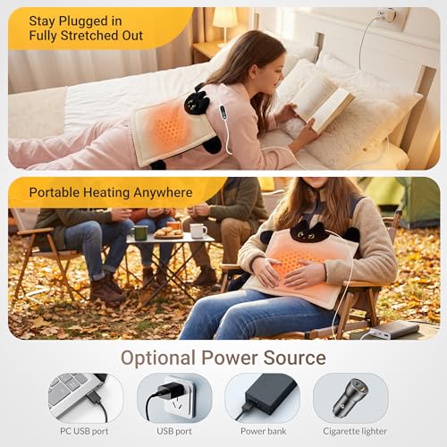 Cute Portable Cat-Shaped USB Heating Pad with 4 Heat Settings & Auto-Off - color: Beige