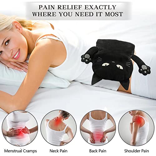 Microwave Heating Pad for Pain Relief, 17" x 9" Microwavable Heating Pads for Cramps, Back Pain, Neck Shoulder, Muscles, Knee, Joints, Natural Heat Pack Moist Heat, Black Cat - size: Medium Black cat - 1