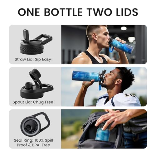 RAYMYLO Insulated Water Bottle 40 oz, Triple Wall Vacuum Stainless Steel - color: Aurora Blue, size: 40 Ounces