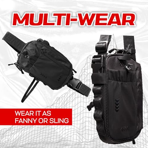 Modular NO-BOUNCE Rave Fanny Pack & Anti-Theft Sling Bag for Men - color: BLACKOUT