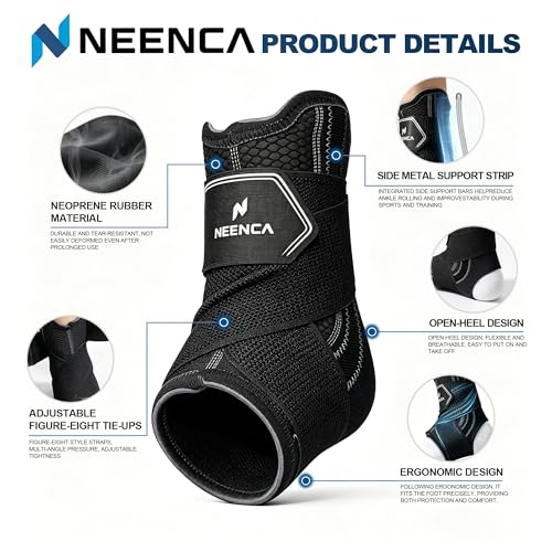 Adjustable Ankle Support Brace with 2 Stabilizers for Sports&Daily - 1Pack - size: Large