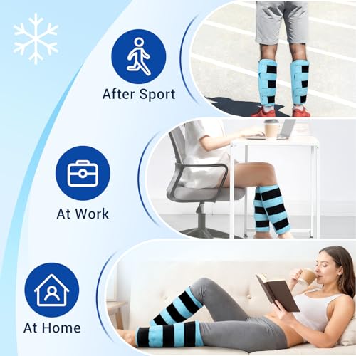 Comfytemp Extra Large Calf Shin Splint Ice Packs for Injury Reusable Wrap - color: Blue 32, size: Extra Large