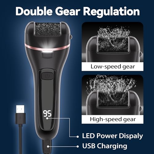 Electric Callus Remover for Feet with 3 Roller Heads 2 Speed Rechargeable Waterproof Foot File Perfect for Dead Hard Cracked Dry Skin - style: 3 Roller Heads