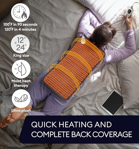 GENIANI Heating Pad, Electric Throw, Heating Pad for Back, 24x12 Inch - color: Chinchilla Gray/Gray, size: 12" x 24"