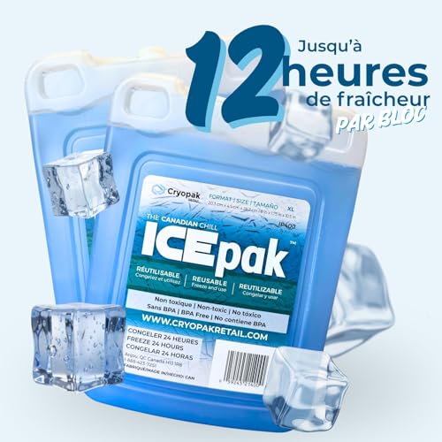 Cryopak ICEpak Hard Shell Reusable Ice Packs for Coolers and Lunch Box Use, Freezer Safe Gel Design, Professional Grade Cooling, Non-Toxic and BPA Free, Essential Travel Accessories - size: X Large (2 Pack)