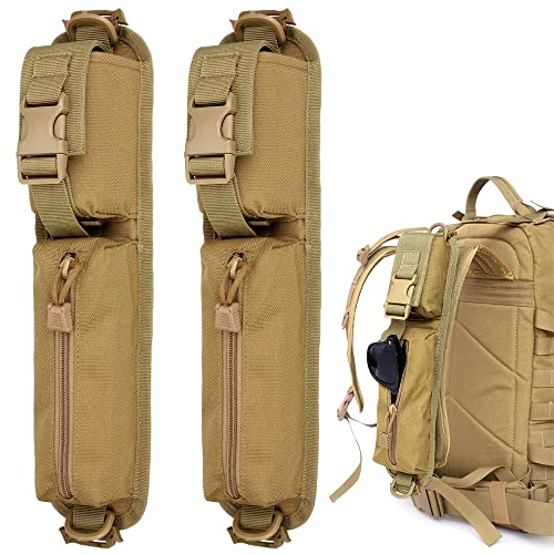 WYNEX Tactical Molle Accessory Pouch, Backpack Shoulder Strap Bag Shoulder Tape Additional Bag Multifunctional Hunting Tools Pouch - color: Khaki (upgraded) - 2 Packs